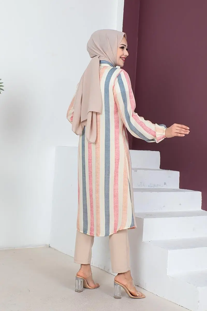 Striped Hijab Cape-detail