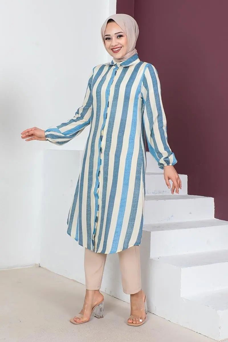 Striped Hijab Cape-detail