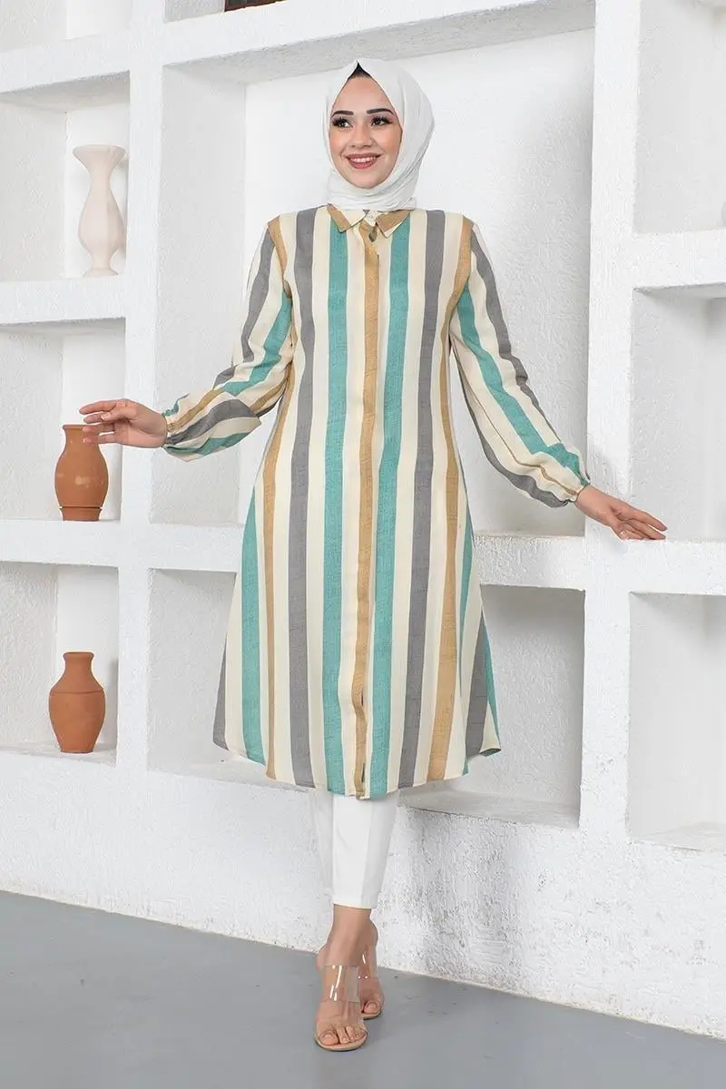 Striped Hijab Cape-detail