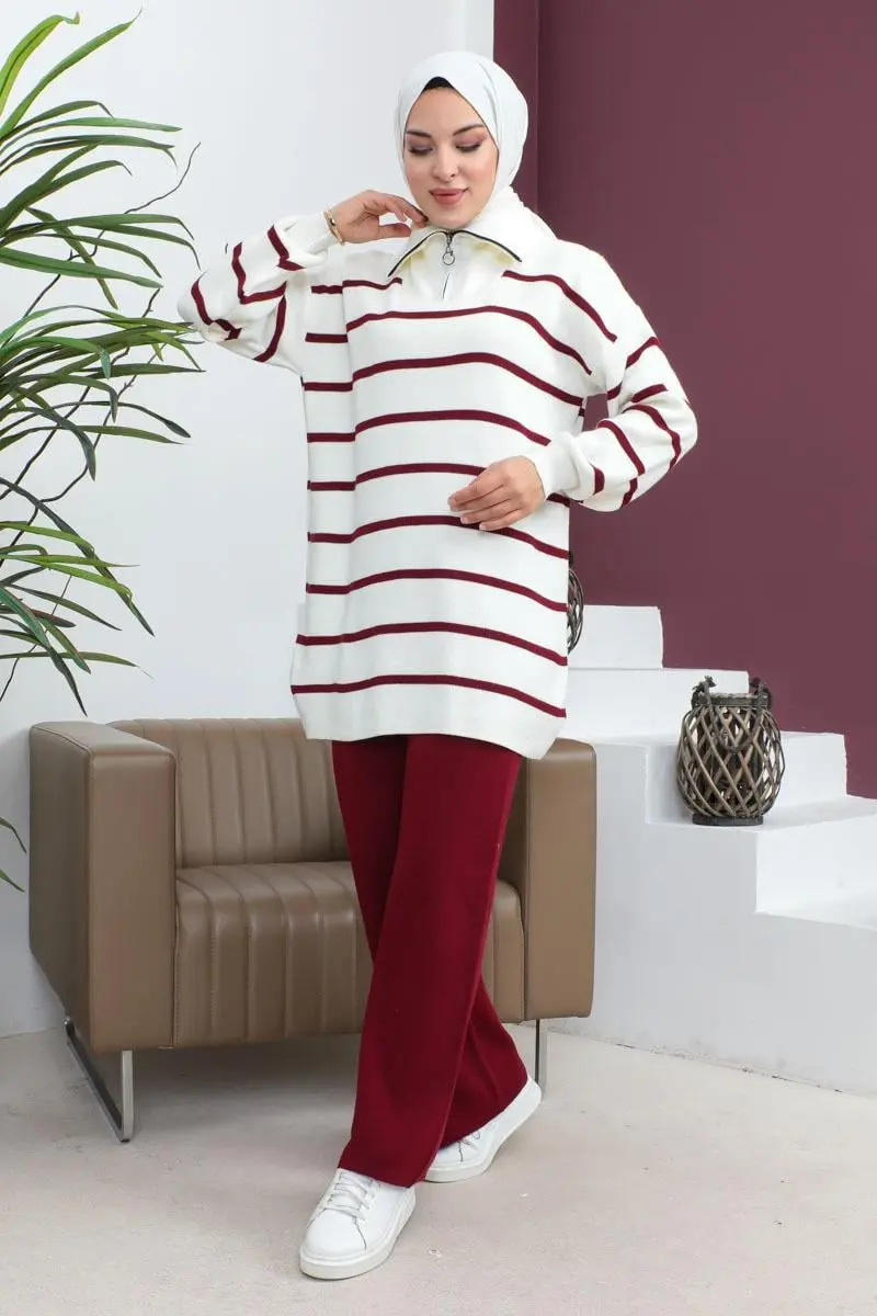 Çizgili Triko Takım-detail