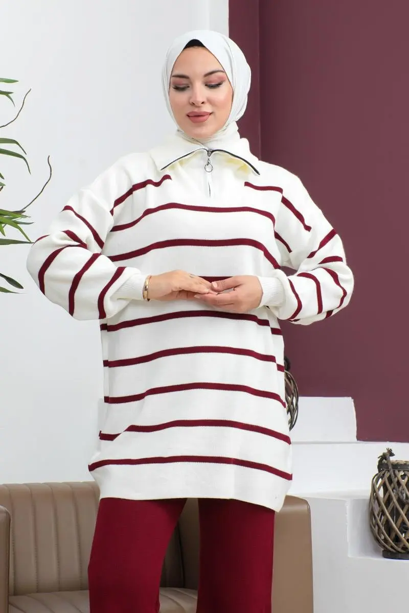 Çizgili Triko Takım-detail