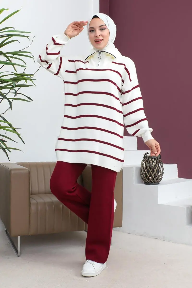 Çizgili Triko Takım-detail