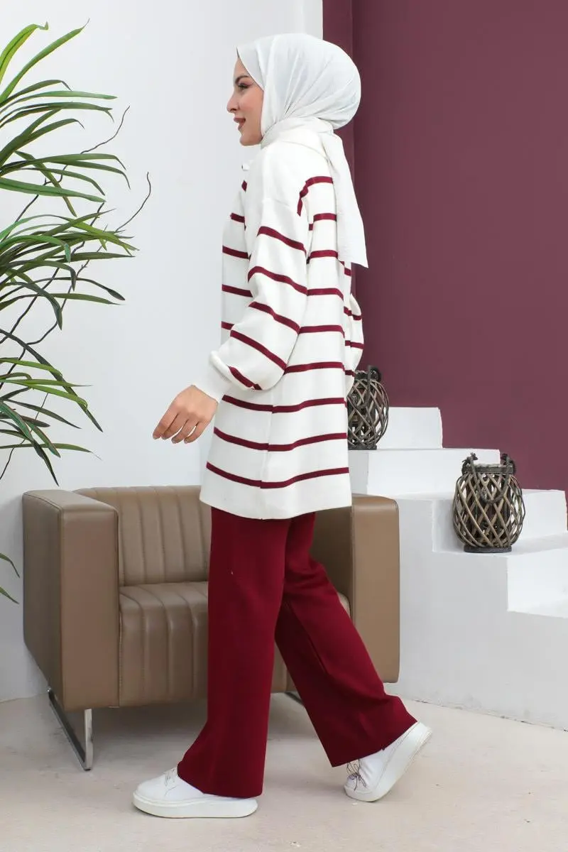 Çizgili Triko Takım-detail