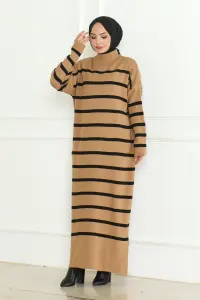 Striped Knitwear Hijab Dress
