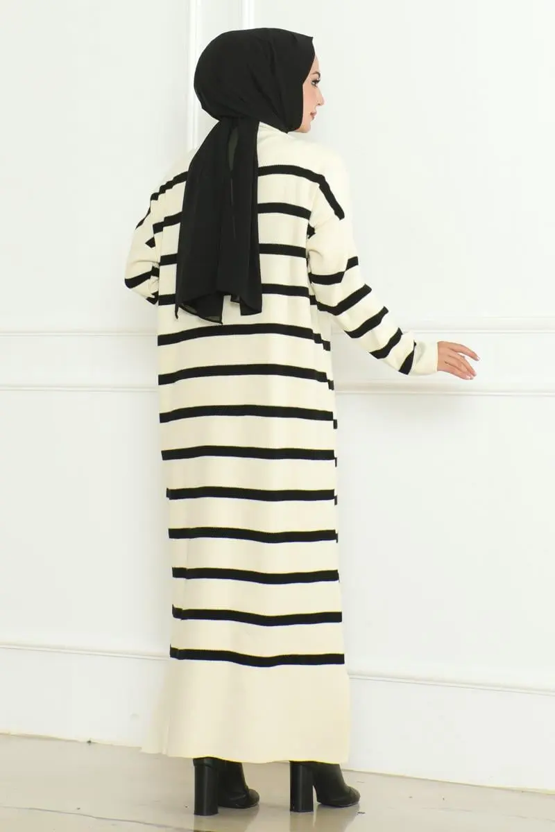 Striped Knitwear Hijab Dress-detail