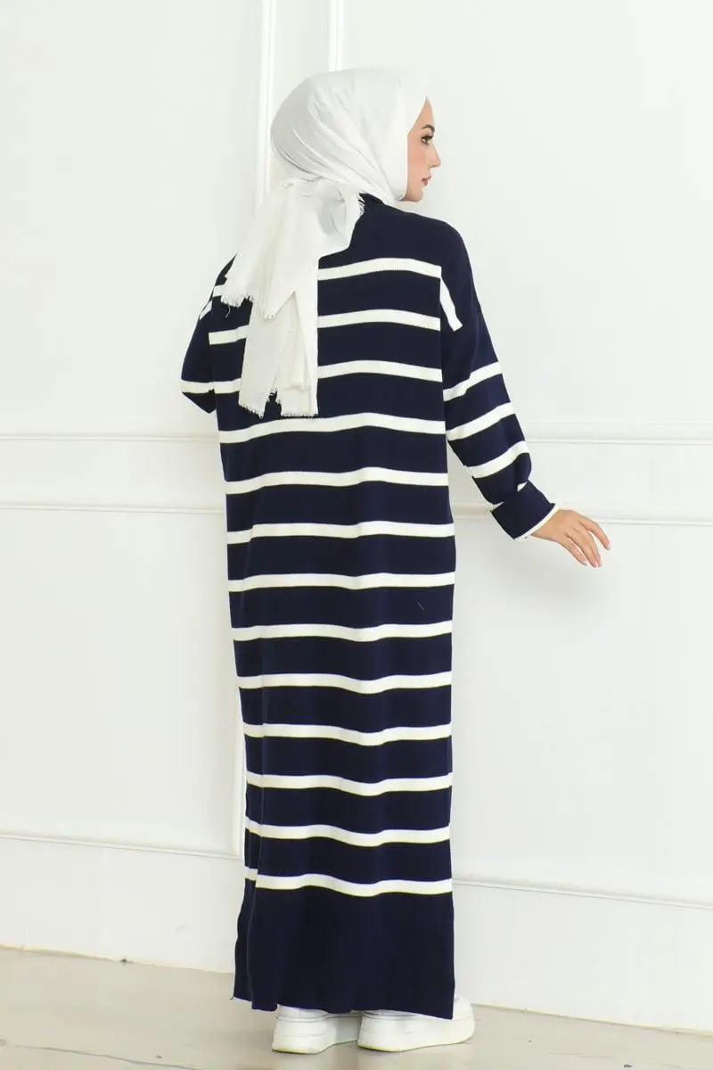 Striped Knitwear Hijab Dress-detail