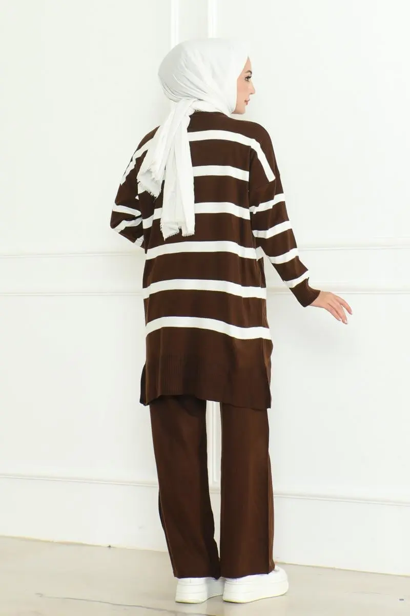 Striped Knitwear Hijab Set-detail
