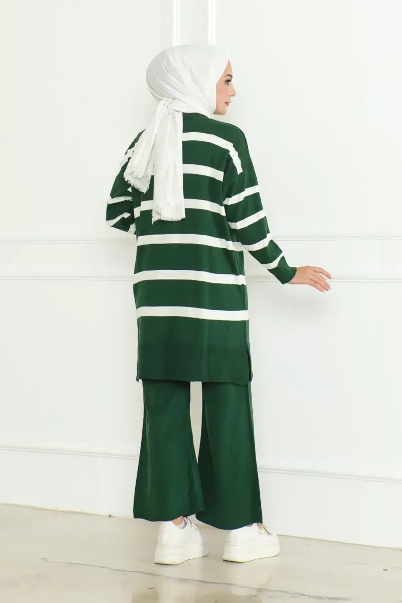 Striped Knitwear Hijab Set-detail