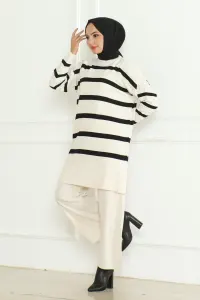 Striped Knitwear Hijab Set