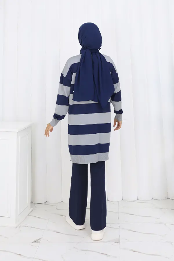 Çizgili Uzun Merserize Hırka-detail