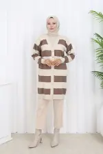 Çizgili Uzun Merserize Hırka