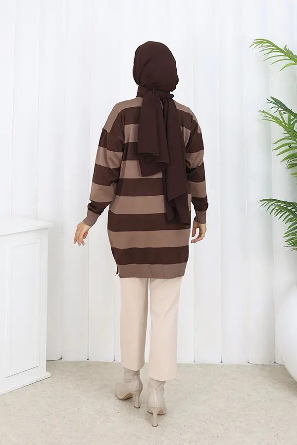 Çizgili Uzun Merserize Hırka-detail