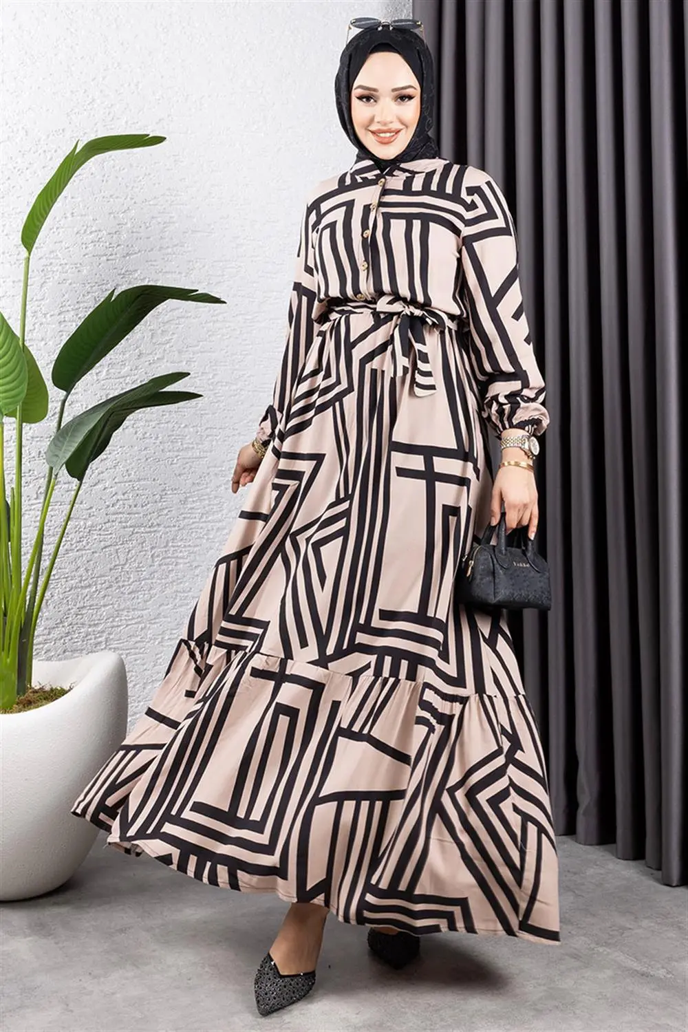 Striped Viscose Dress-detail