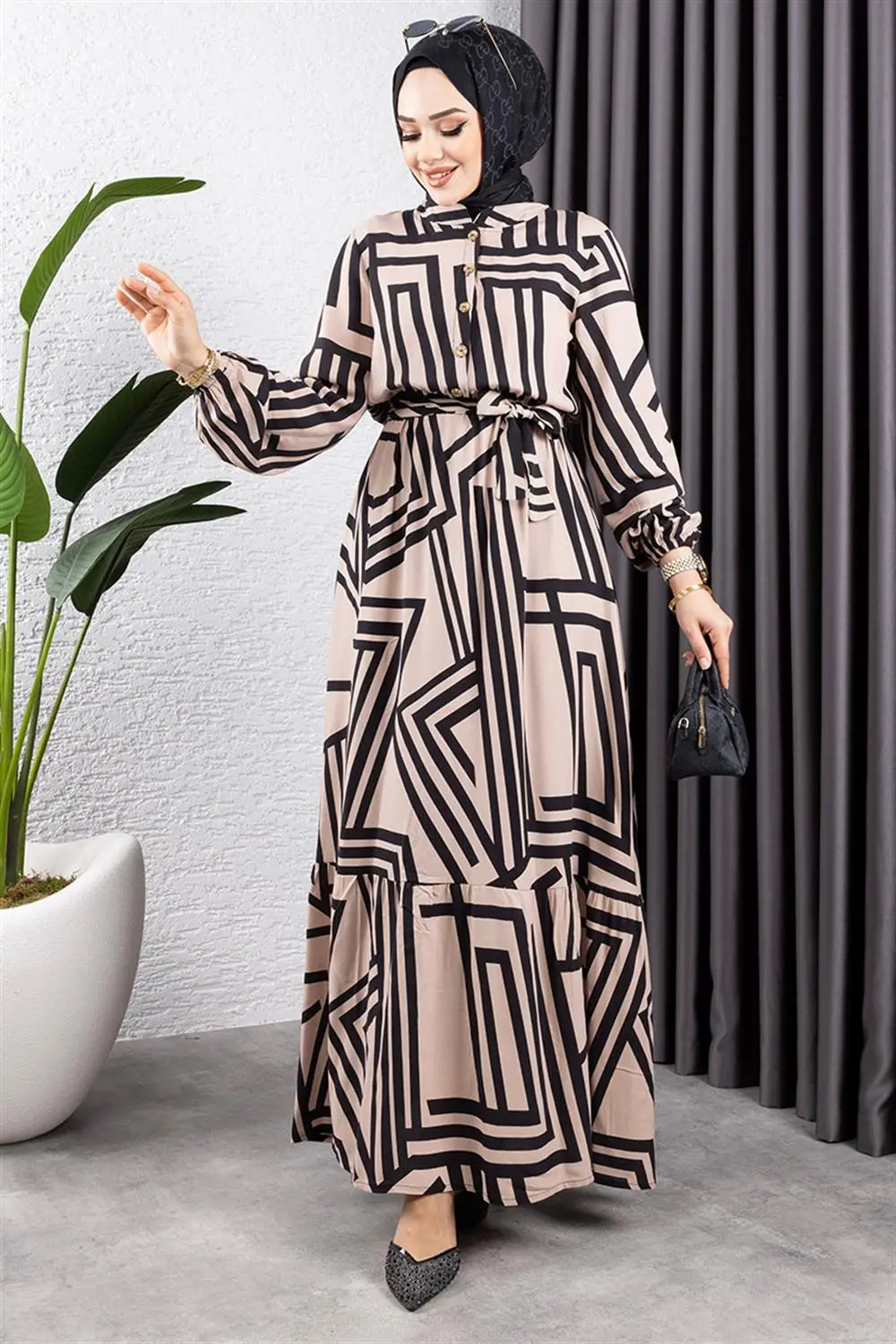 Striped Viscose Dress-detail