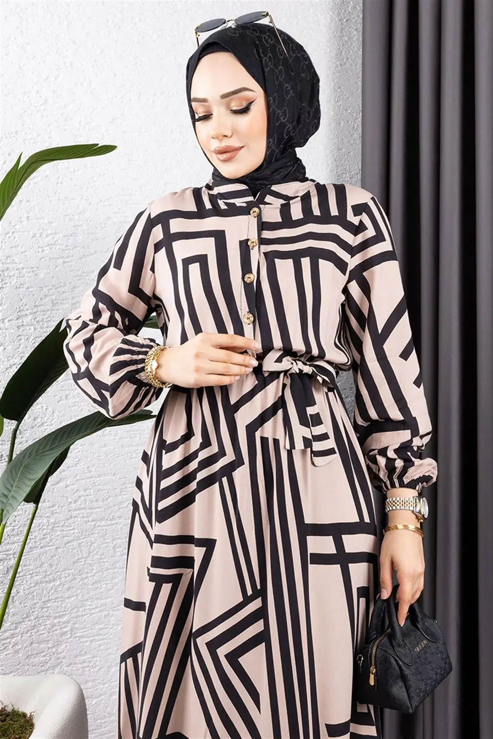 Striped Viscose Dress-detail