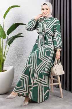 Çizgili Viskon Elbise