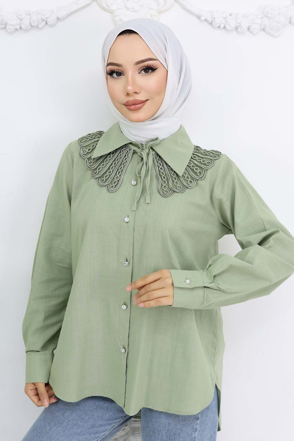 Lace Detailed Baby Collar Shirt