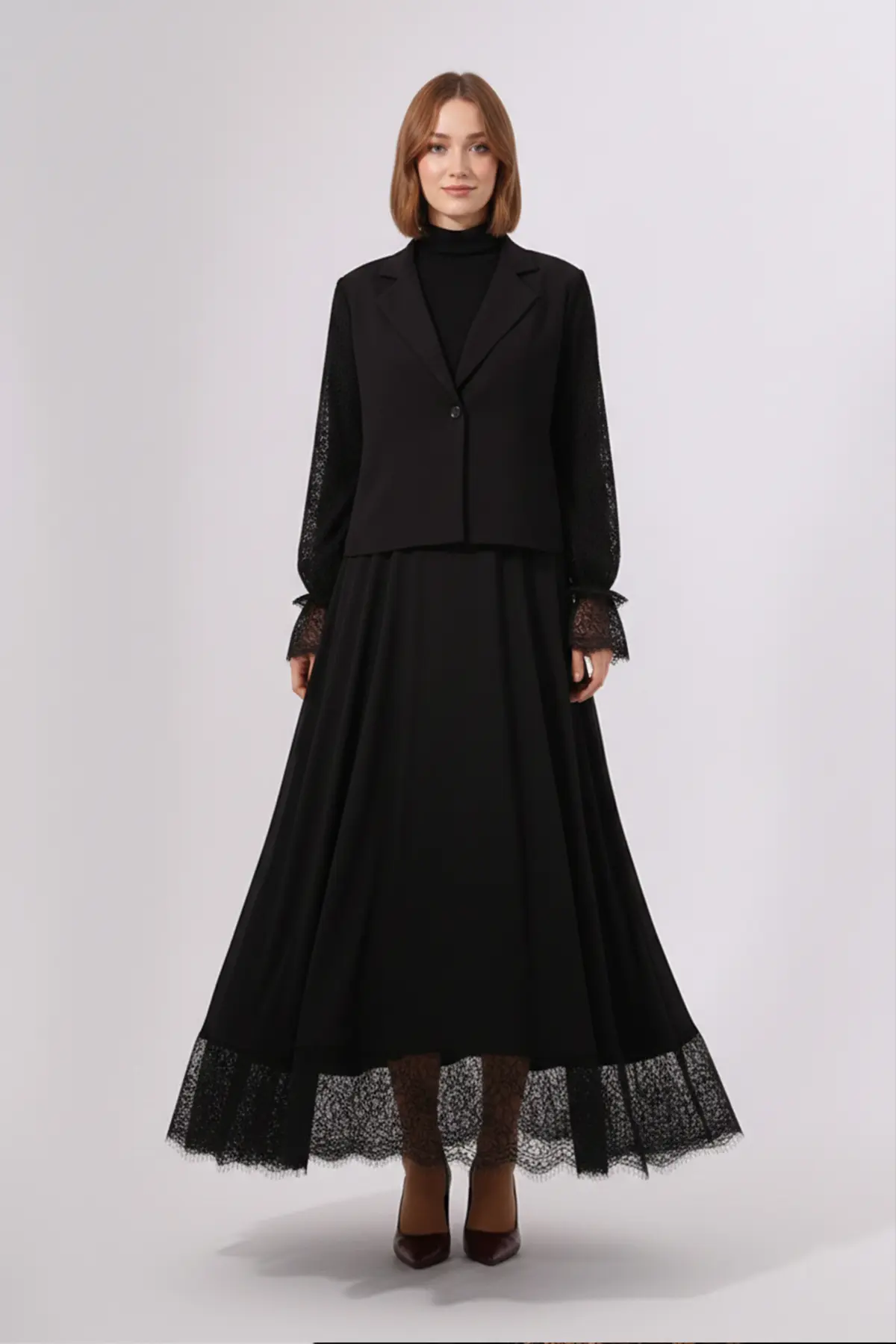 Dantelli Tesettür İkili Takım-detail