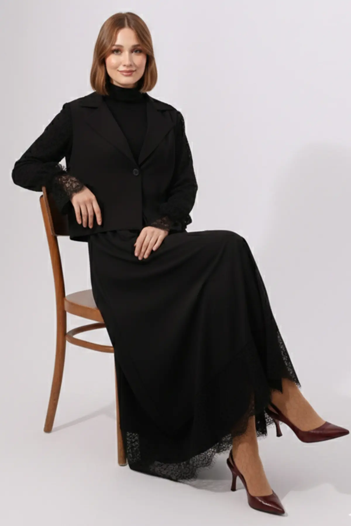 Dantelli Tesettür İkili Takım-detail