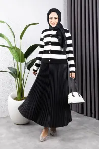 Leather Look Pleated Skirt