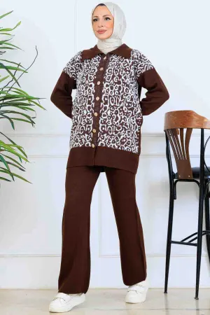 Patterned Button Detailed Knitwear Suit