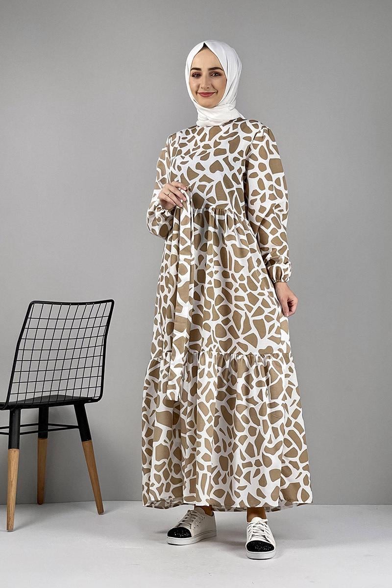 Desenli Terikoton Elbise Vizon