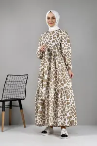 Desenli Terikoton Elbise Vizon