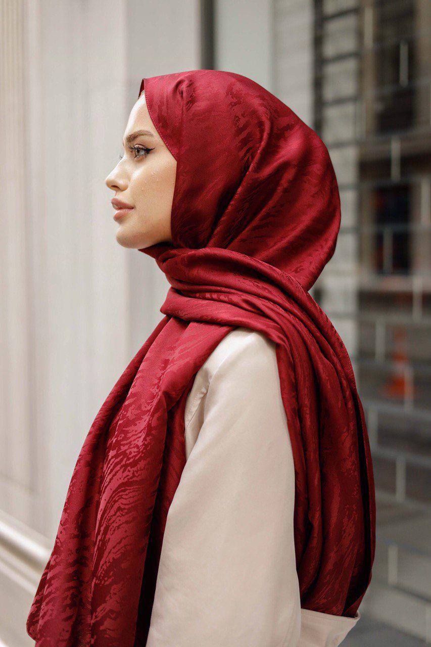 Desenli Ipeksi Jakar Şal Bordo