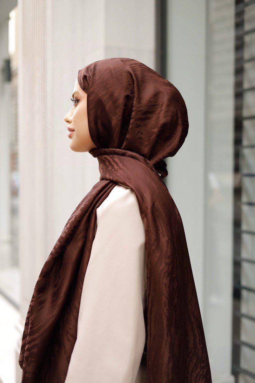 Desenli Ipeksi Jakar Şal Kahverengi