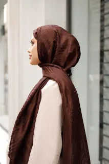 Desenli Ipeksi Jakar Şal Kahverengi