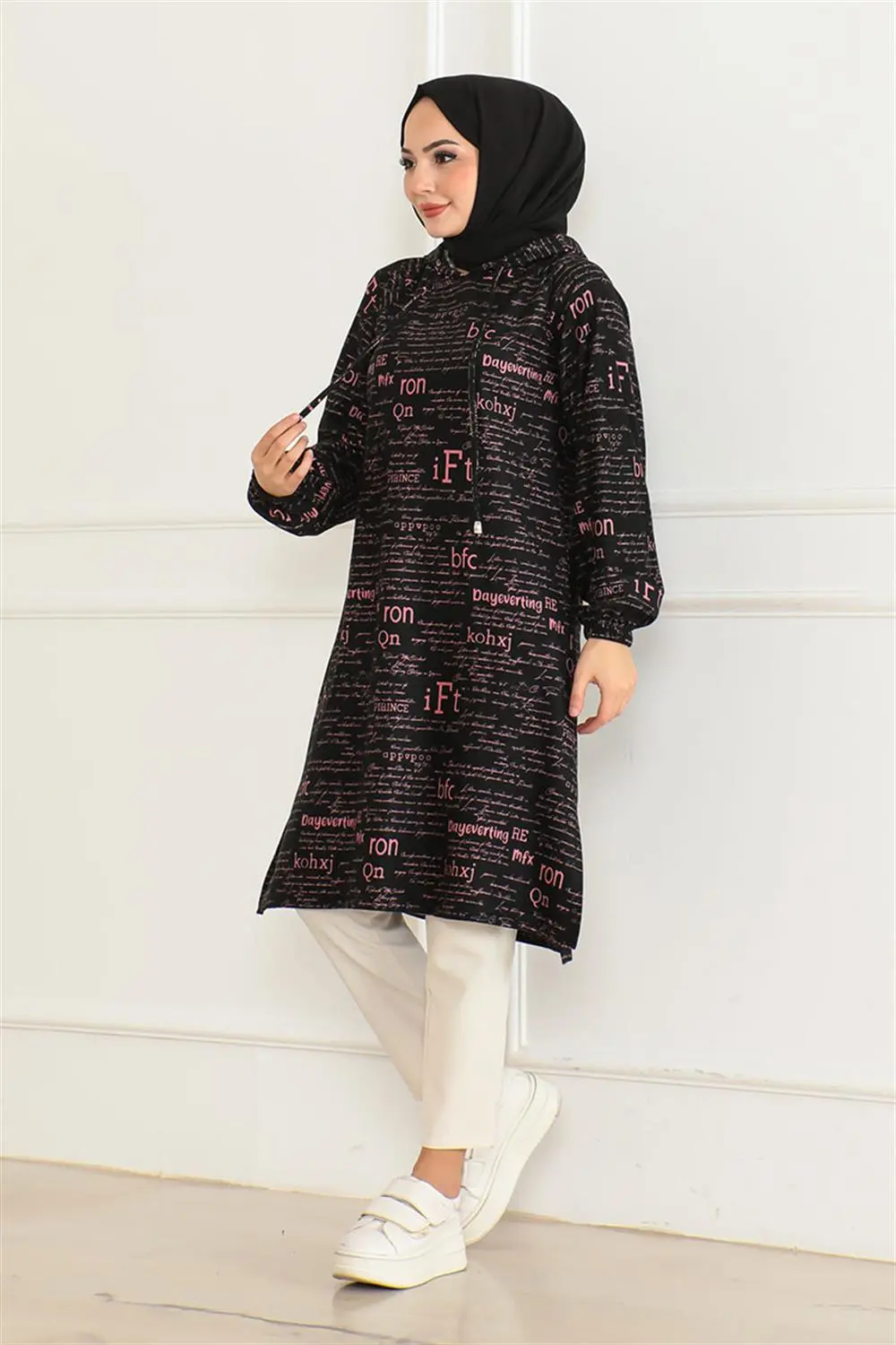 Patterned Hooded Sports Tunic