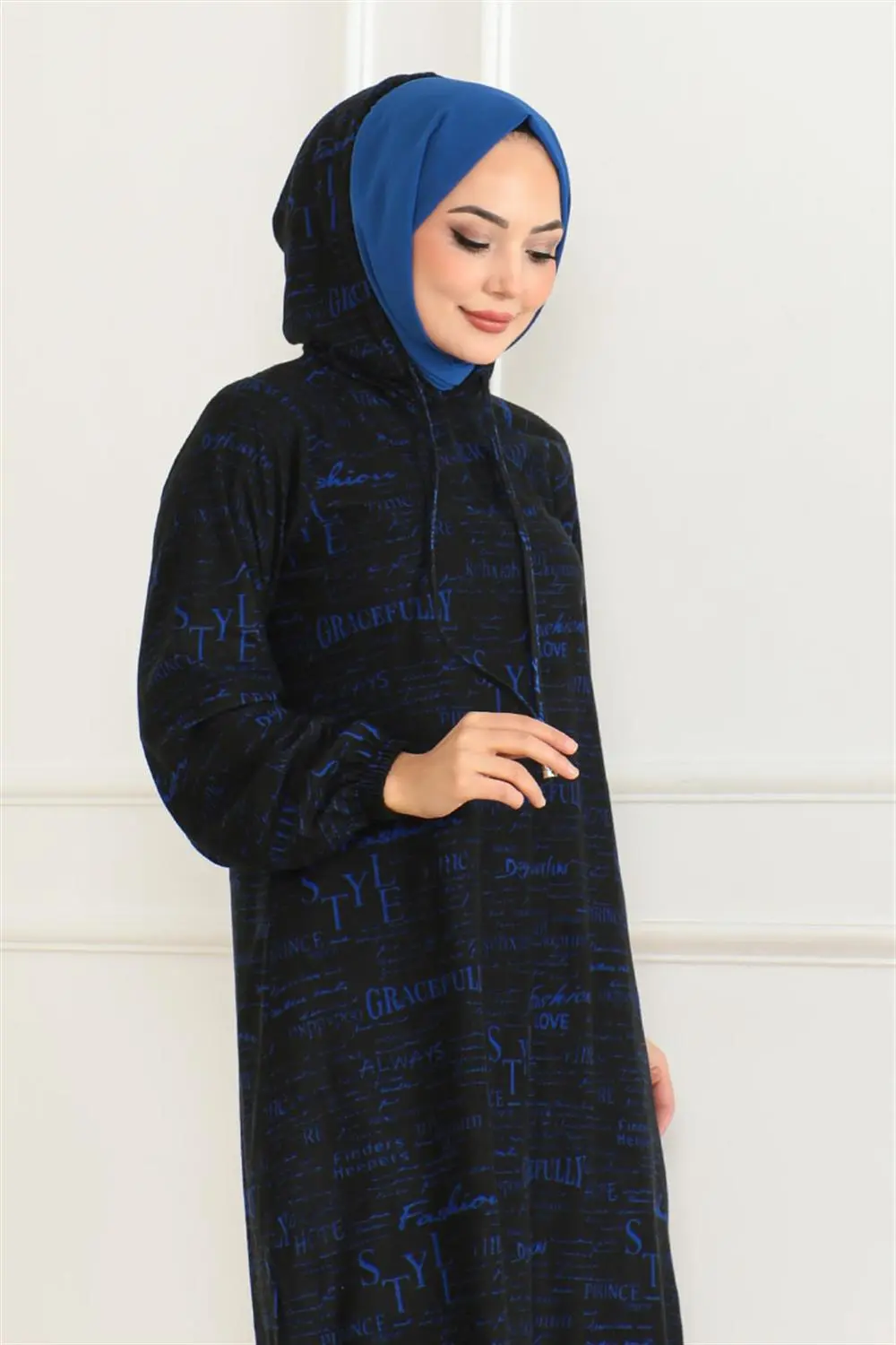 Desenli Kapşonlu Spor Tunik-detail