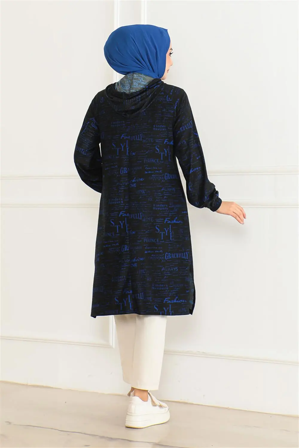 Desenli Kapşonlu Spor Tunik-detail