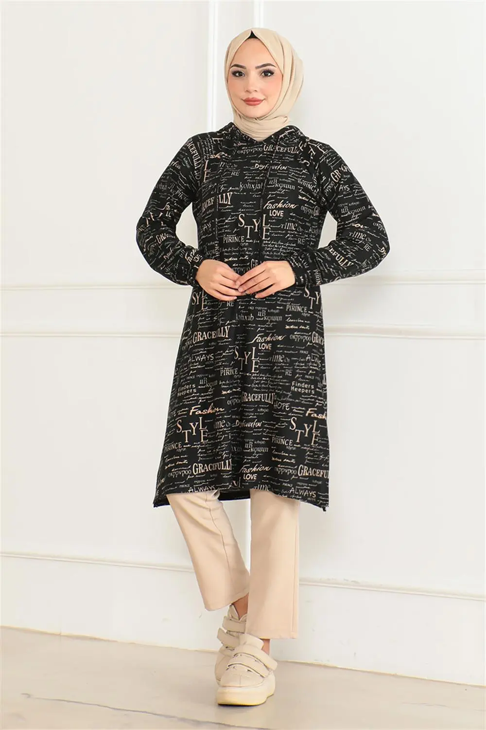 Patterned Hooded Sports Tunic