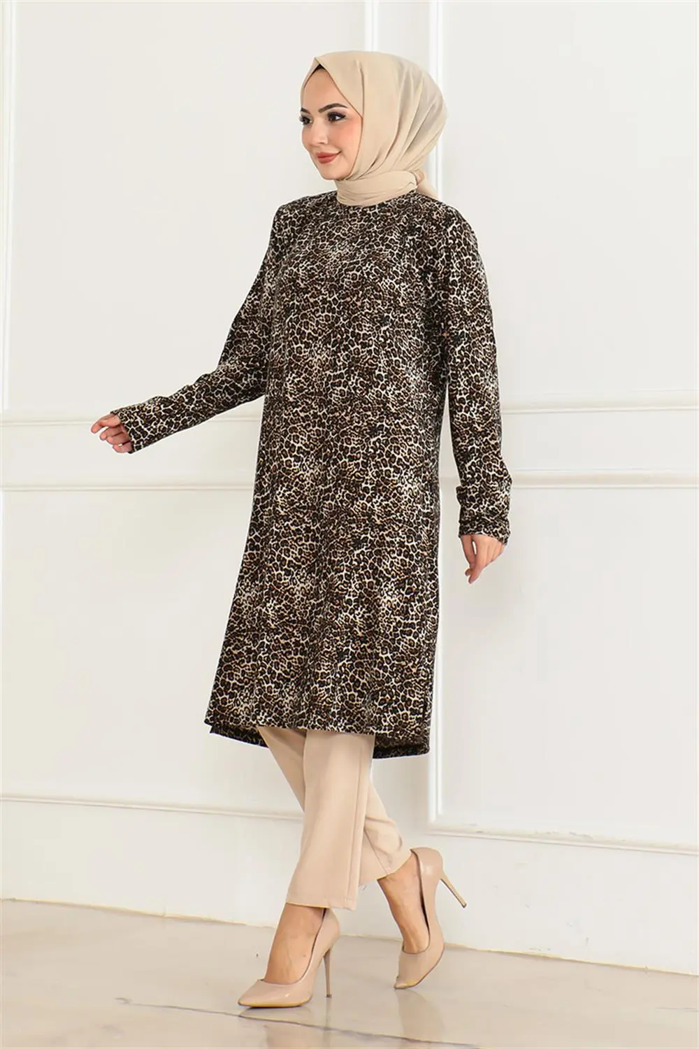 Desenli Örme Süet Tunik-detail