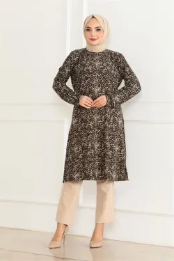 Patterned Knitted Suede Tunic
