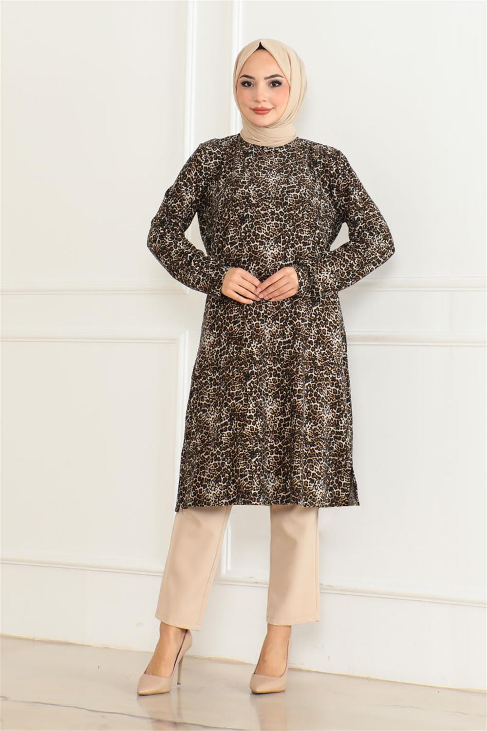 Desenli Örme Süet Tunik