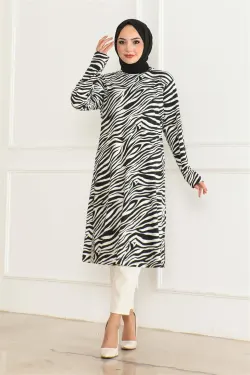 Patterned Knitted Suede Tunic