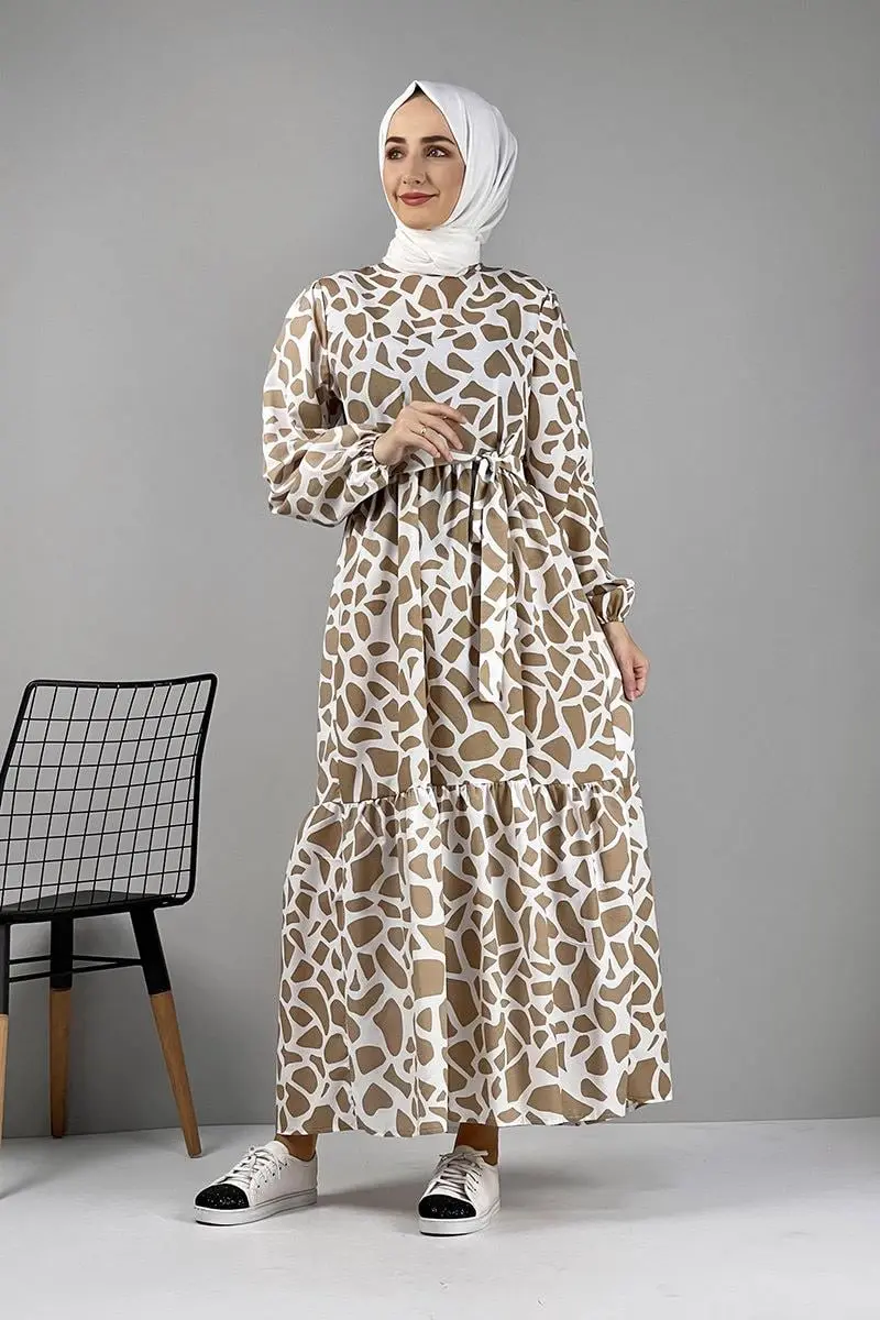 Desenli Terikoton Elbise Vizon-detail