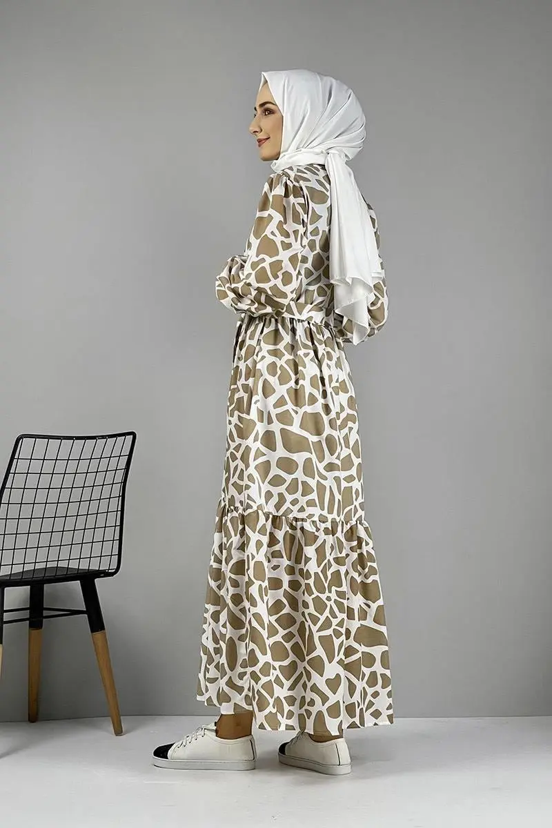 Desenli Terikoton Elbise Vizon-detail