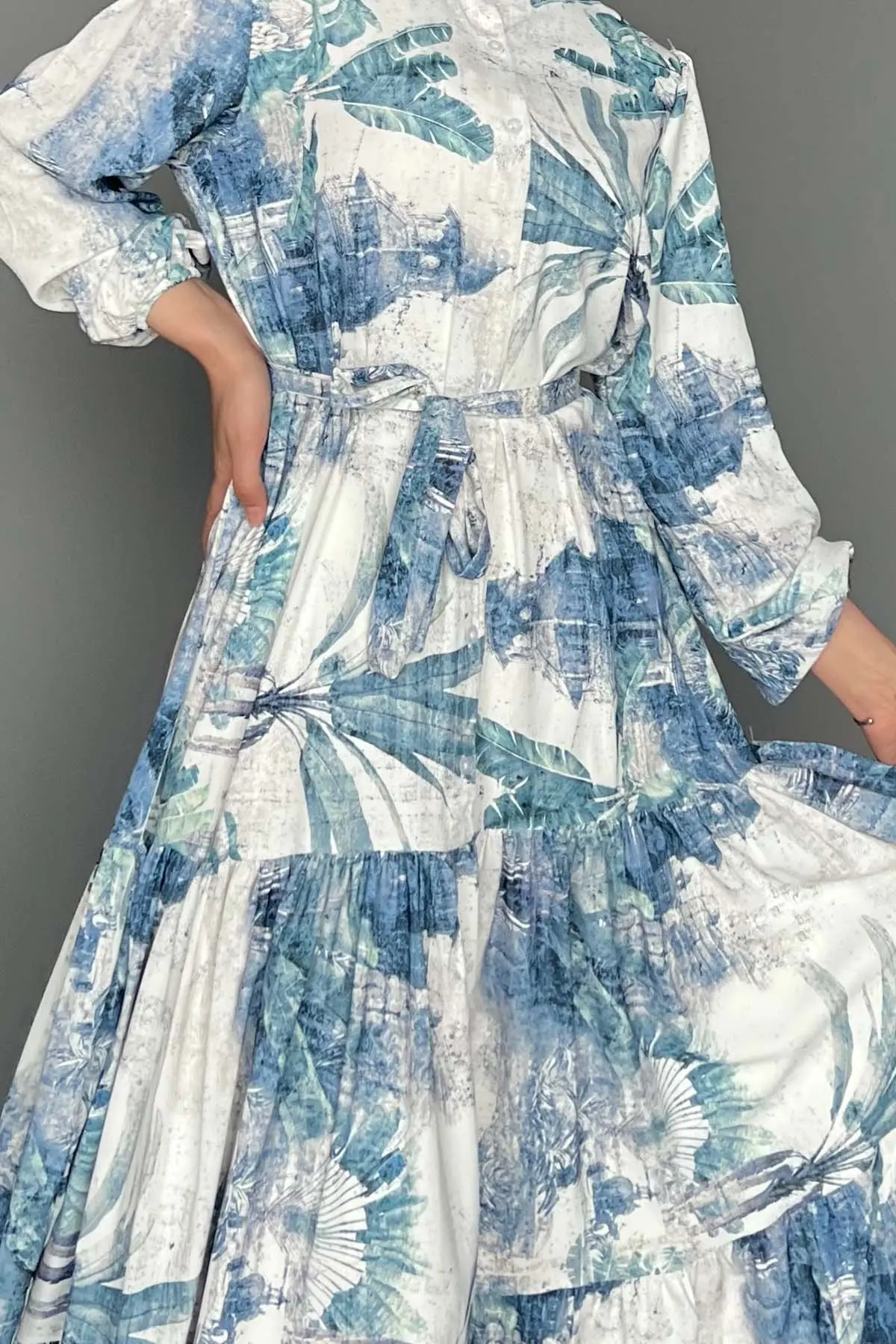 Floral Patterned Hijab Dress-detail