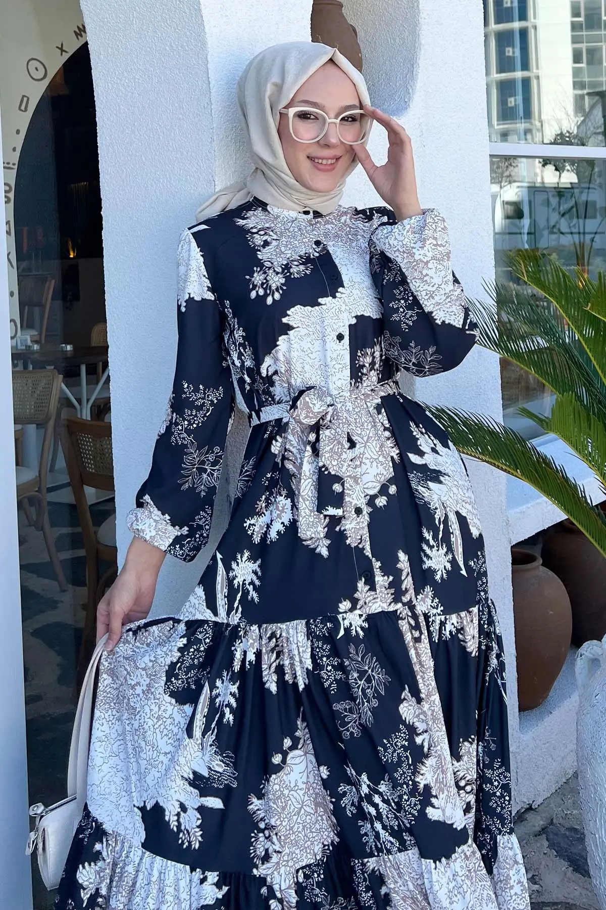 Patterned Hijab Dress-detail