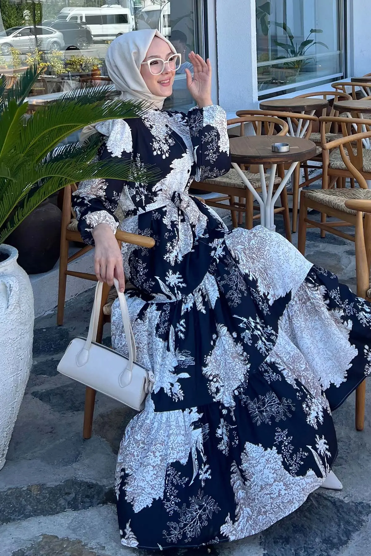 Patterned Hijab Dress-detail