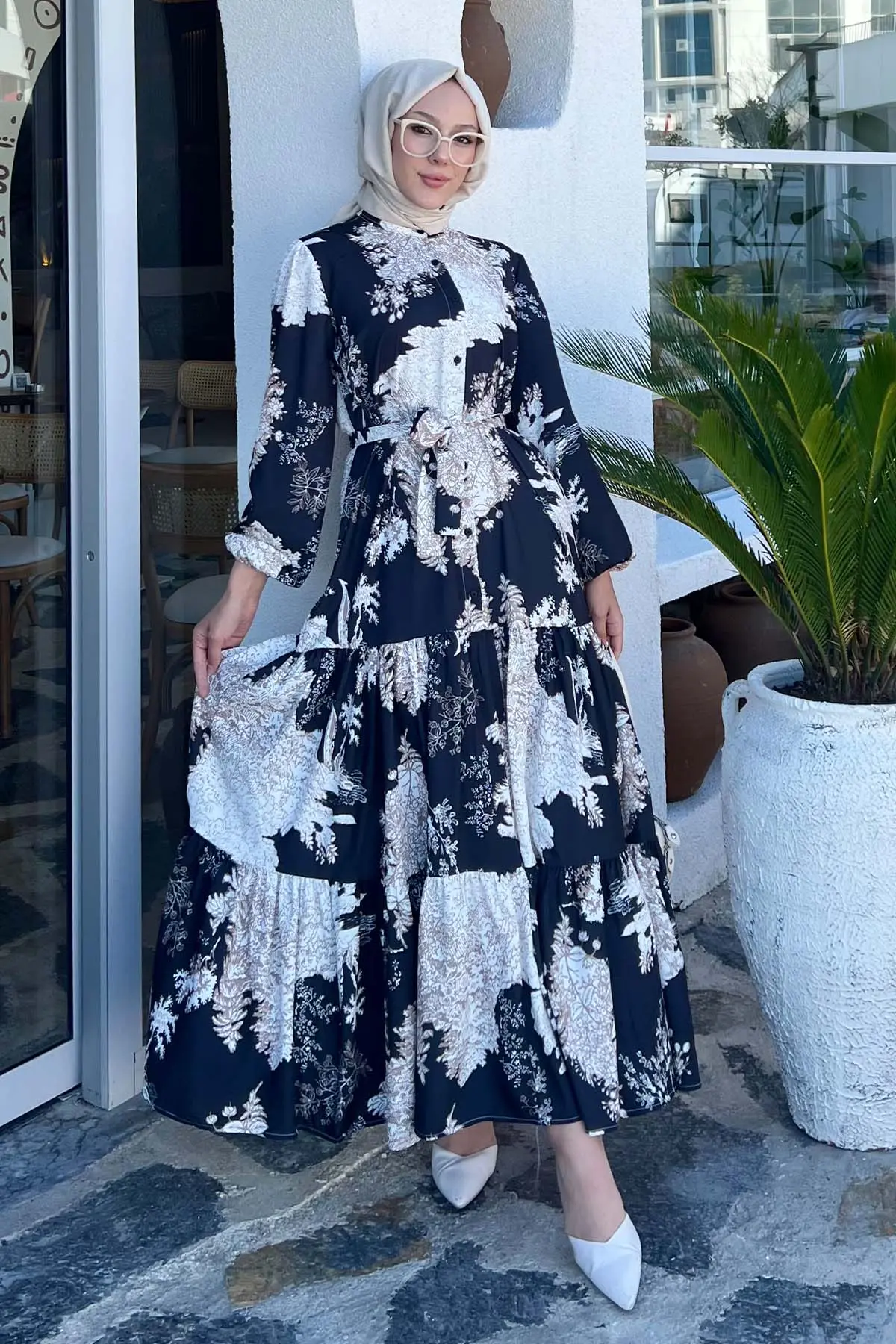 Patterned Hijab Dress-detail