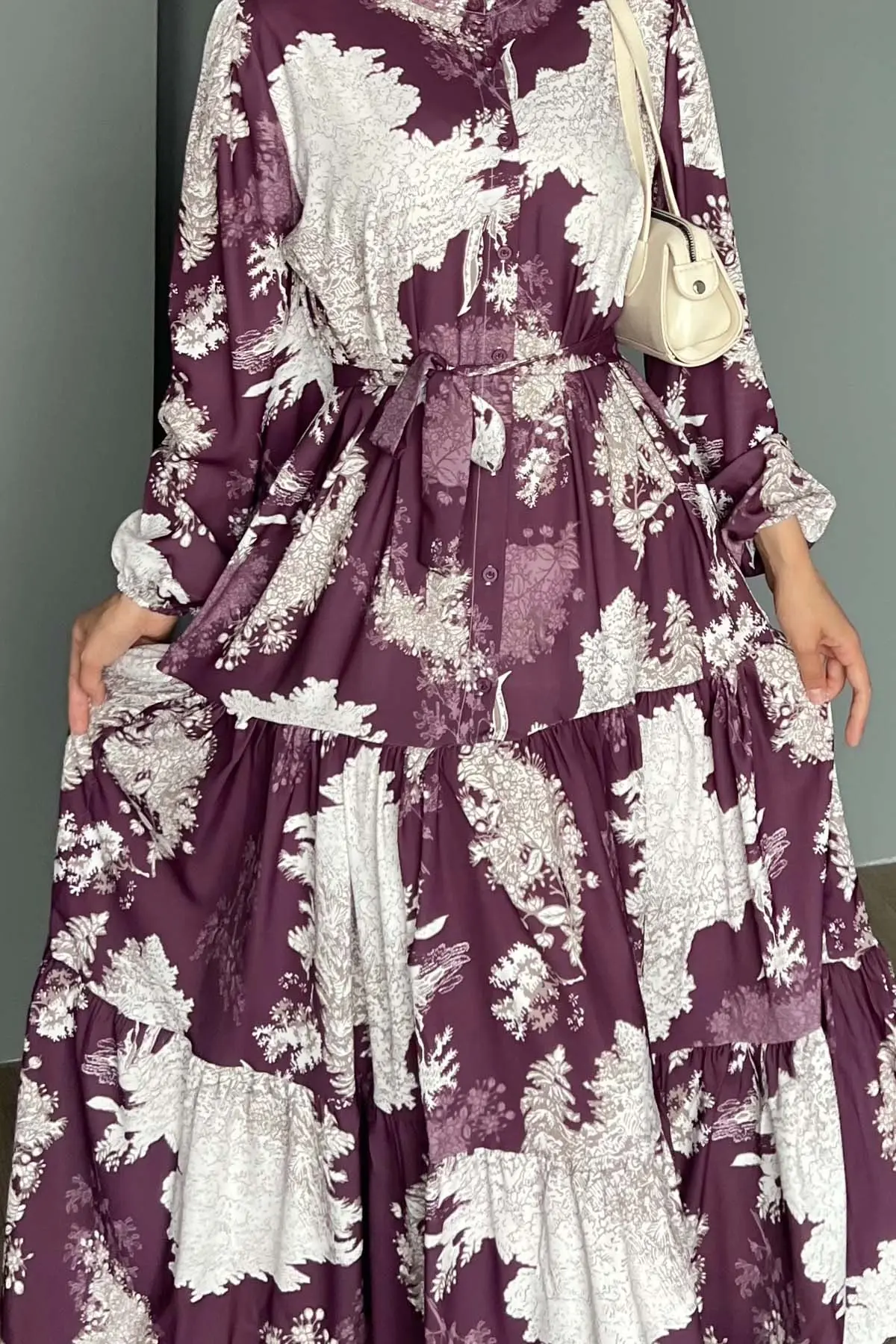 Desenli Tesettür Elbise-detail