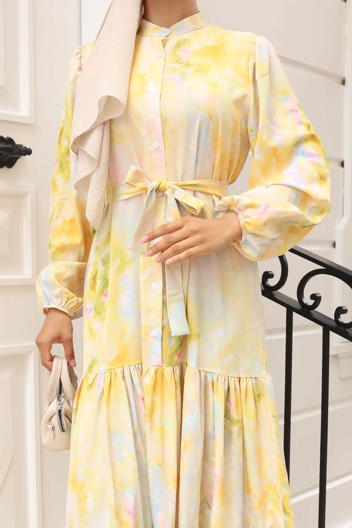 Patterned Hijab Dress-detail