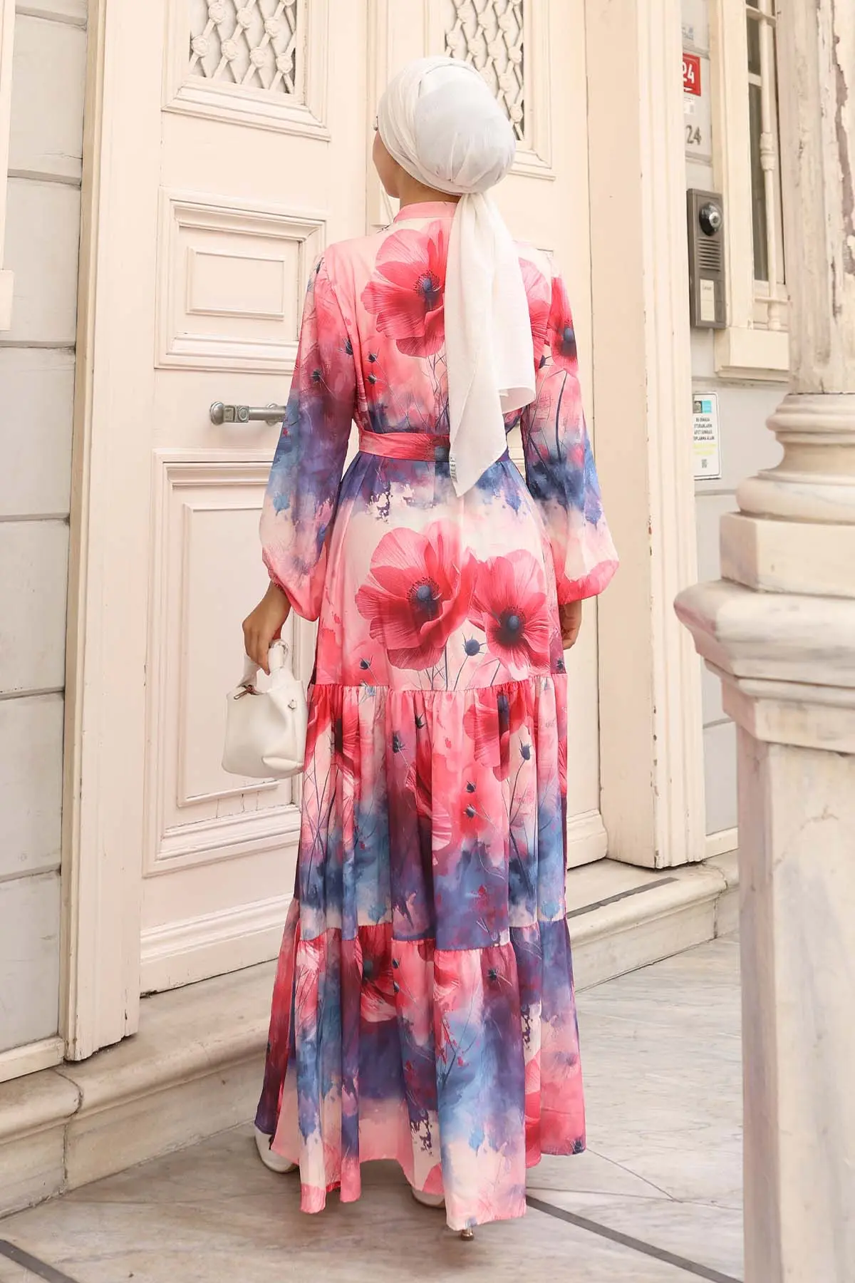 Desenli Tesettür Elbise-detail