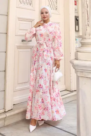 Desenli Tesettür Elbise