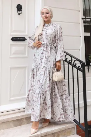 Desenli Tesettür Elbise