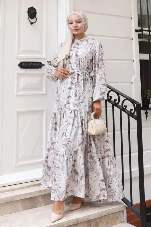 Desenli Tesettür Elbise